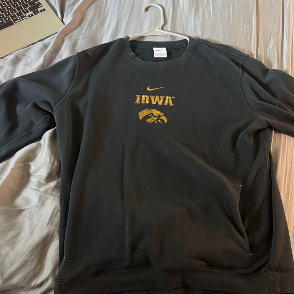 Nike Black and Gold Iowa Crewneck Sweater